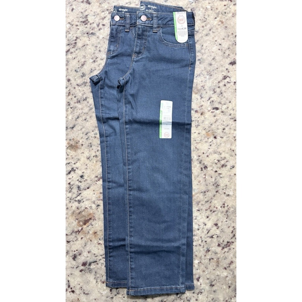Lot of 2 Wonder Nation Girls Size 8 Straight Leg Jeans Blue Adjustable Waist